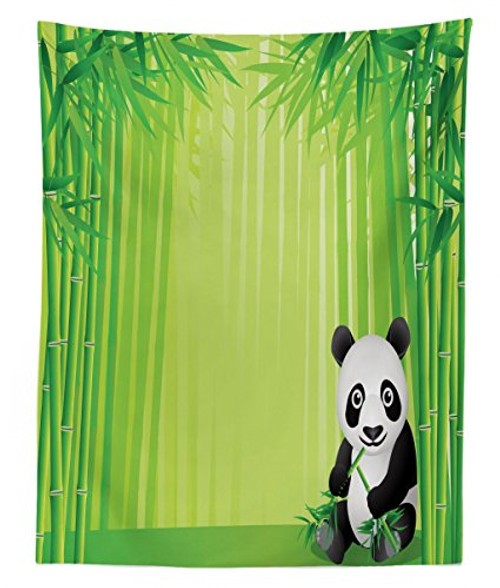 Lunarable Panda Tapestry Twin Size, Panda in a Bamboo Forest Summertime Tropical Exotic Nature Theme Picture, Wall Hanging Bedspread Bed Cover Wall Decor, 68" X 88", Green Black White Lunarable Panda Tapestry Twin Size, Panda in a Bamboo Forest Summertime Tropical Exotic Nature Theme Picture, Wall Hanging Bedspread Bed Cover Wall Decor, 68" X 88", Green Black White