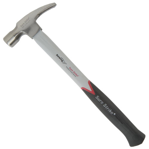 Estwing Sure Strike Framing Hammer - 22 oz Straight Rip Claw with Fiberglass Handle & No-Slip Cushion Grip - MRF22SM