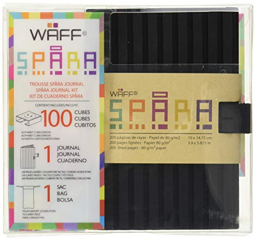 WAFF, Customizable Spara Notebook / Journal Combo, Medium, 4 inches x 6 inches, 100 Silicone Tiles - Black