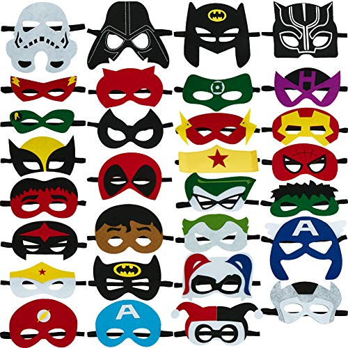 Superheroes Party Masks for Children Aged 3+?Felt Mask Superhero Birthday Party Cosplay Toy for Kids/Adults (30Pics)