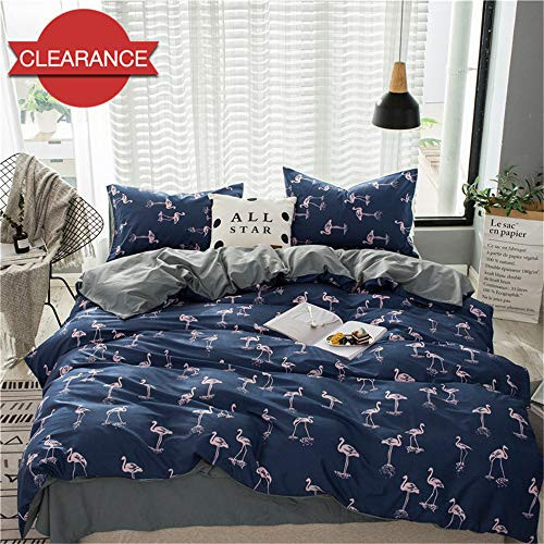 Flamingo Twin Duvet Cover Set 3 Pieces 100% Cotton Reversible Breathable Kids Bedding Duvet Cover Set for Boys Girls Single Bed
