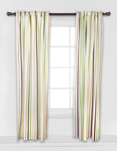 Mod Dots/Stripes Green/Yellow/Choco Stripes Curtain Panel