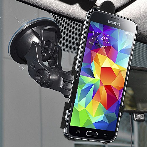Amzer Suction Cup Mount Holder for Windshield, Dash or Console for Samsung Galaxy S5 - Retail Packaging - Black