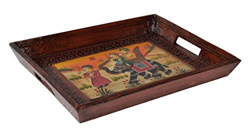 Serving Wooden Tray With Handles - Great For Dinner Trays, Tea Tray, Bar Tray, Breakfast Tray, or Any Food Tray - Good For Parties or Bed Tray