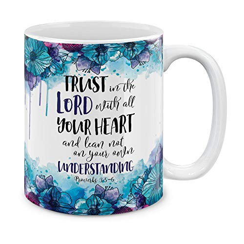 MUGBREW Christian Quotes Proverbs 3:5-6 Ceramic Coffee Gift Mug Tea Cup, 11 OZ
