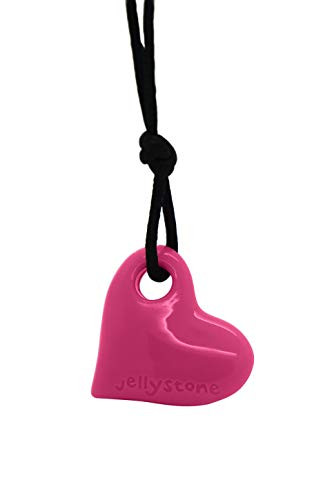 Jellystone Junior Heart Pendant Silicone Non-Toxic Chewelry Necklace (Watermelon Pink)