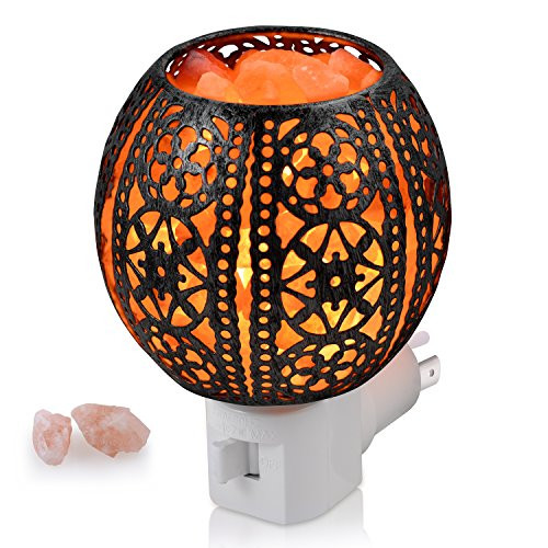 Sunnest Natural Himalayan Salt Lamp, Pink Crystal Hand Carved Natural Hymalain Salt Lamps with Premium Wooden Base, Dimmable Touch Switch and UL-Listed Cord