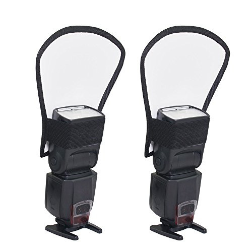 Bestshoot Flash Diffuser Reflector, 2 Pack Premium Two-Side Silver/White Universal Speedlite Reflector for Canon, Nikon, Sony, Sigma, Yongnuo, Godox, Neewer,