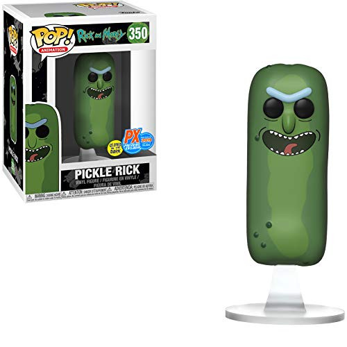 Funko Pickle Rick [Glow in Dark] (PX 2019 SDCC Exc) Pop Animation Vinyl Figure & 1 Compatible Graphic Protector Bundle (40861 - B)