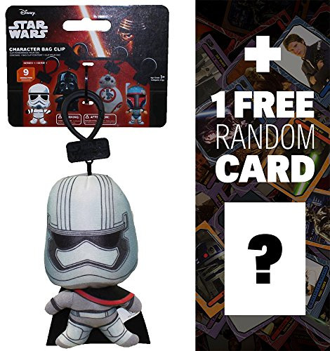 Star Wars Captain Phasma: ~5.5" Character Plushy Bag Clip + 1 Free Official Trading Card Bundle