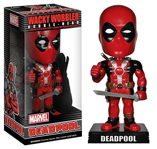 Marvel Deadpool Bobble Head Figure Universe x Wacky Wobblers Series + 1 Free Official Trading Card Bundle [44558]