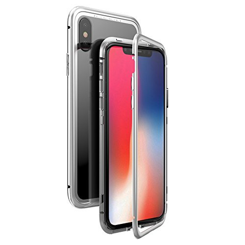 iPhone X Case, TUPELO Ultra-Thin Lightweight Case [Magnetic Adsorption Technology] [Metal Frame Tempered Glass Back] [Support Wireless Charging]