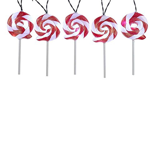 Kurt Adler Battery-Operated 5-Piece 20 LED Candy Swirl Lollipop Light Set