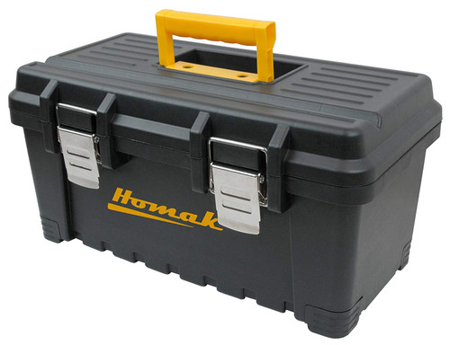 Homak Plastic Tool Box with Metal Latches, 16-Inch, Black, BK00216001