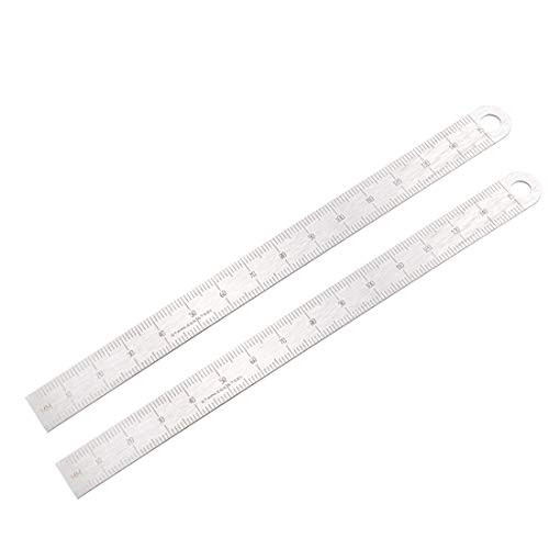 uxcell Straight Ruler 150mm Stainless Steel Metric Metal Rulers Measurement Tool Drawing Measuring Ruler with Hanging Hole 2Pcs