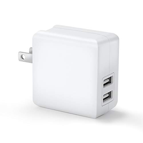 USB Wall Charger - 2-Port USB Charger Plug 24W/4.8A USB Wall Charger Power Adapter - White