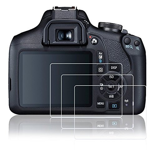 AFUNTA Screen Protectors Compatible Canon EOS 1500D, 3 Pcs Anti-Scratch Tempered Glass Protective Films for DSLR Digital Camera