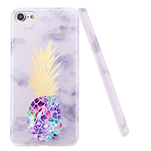 iPhone 6 Plus Case,iPhone 6S Plus Case,DOUJIAZ Shiny Marble Design Clear Bumper TPU Soft Case Rubber Silicone Skin Cover for Apple iPhone 6 Plus/6s Plus 5.5" -Purple Pineapple