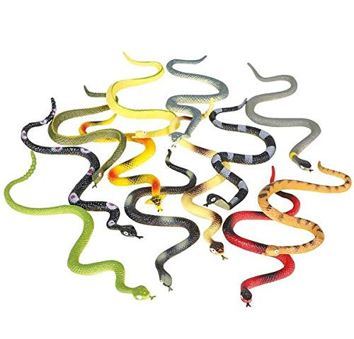 Rhode Island Novelty 6 Inch Rain Forest Rubber Snakes Set of 12