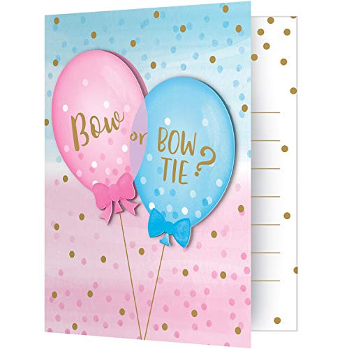 Creative Converting 336688case Gender Reveal Balloons Invitations 4" x 5" Multicolor