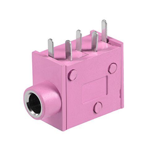 uxcell 10Pcs PCB Mount 3.5mm 5 Pin Socket Headphone Stereo Jack Audio Video Connector Pink PJ325