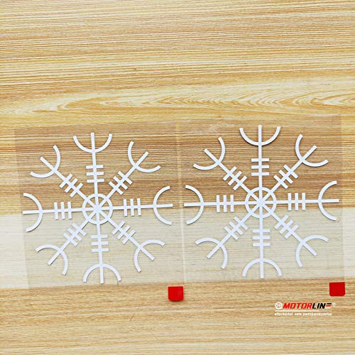 3S MOTORLINE 2X White 4'' Helm of Awe Decal Sticker Vegvisir Viking Odin Norse Norway Vinyl sda1