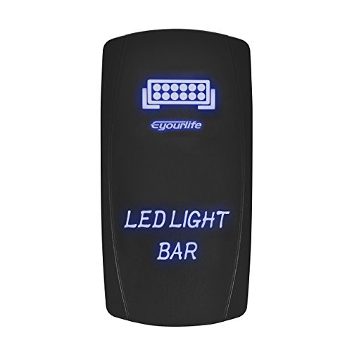 LED Backlit Rocker Switch,Eyourlife Laser LED Light Bar Rocker Switch ON-OFF LED Light 20A 12V, 5pin, Blue
