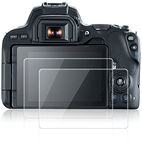 AFUNTA Screen Protectors Compatible Canon EOS 200D, 2 Packs Anti-Scratch Tempered Glass Protective Films for DSLR Digital Camera
