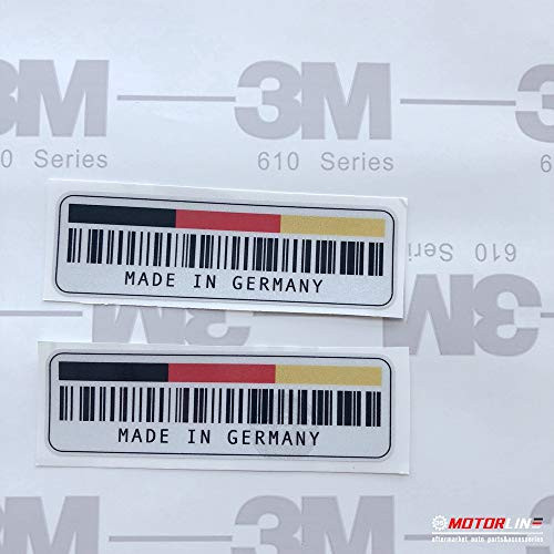 3S MOTORLINE (2) 4'' Made in Germany Decal Sticker Bar Code Reflective Car Vinyl German Flag sda1
