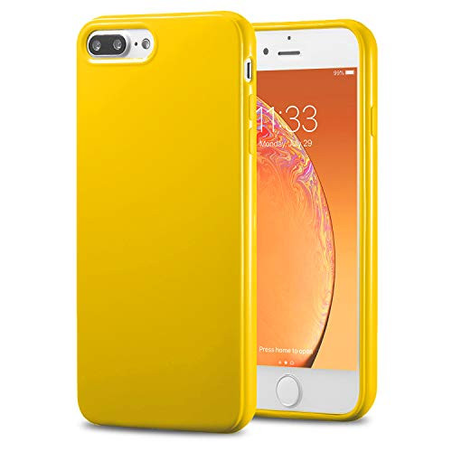 TENOC Phone Case Compatible for Apple iPhone 8 Plus & iPhone 7 Plus 5.5 Inch, Slim Fit Soft TPU Bumper Protective Cover, Glossy Yellow