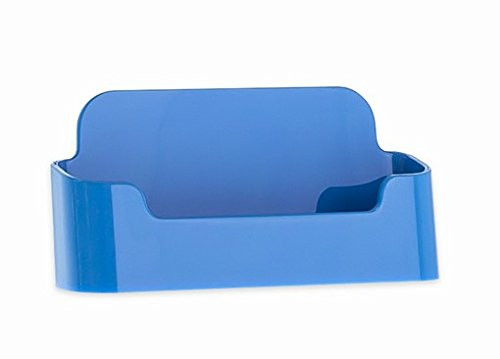 Source One Premium Clear Acrylic Business Card Holders Stands (1 Pack, Baby Blue)