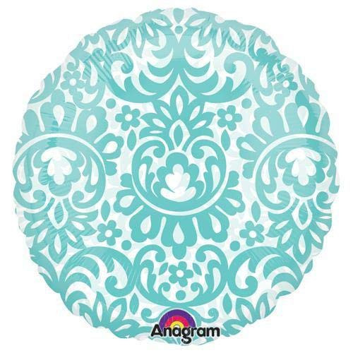 Anagram 25385 Round - Robins Egg Blue Tapestry Foil Balloon, 18", Anagram 25385 Round - Robins Egg Blue Tapestry Foil Balloon, 18",