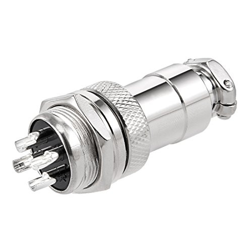 uxcell Aviation Connector, 16mm 4Terminal 5A 125V GX16-4 Waterproof Male Wire Panel Power Chassis Metal Fittings Connector Aviation Silver Tone