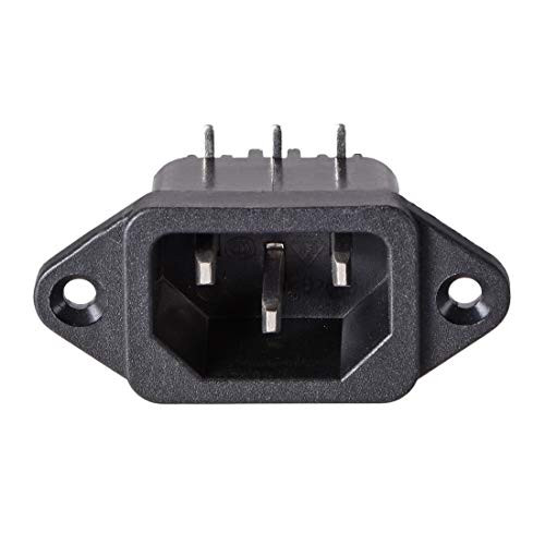 uxcell C14 Panel Mount Plug Adapter AC 250V 10A/15A 3Pins IEC Inlet Module Plug Power Connector Socket Right Angle