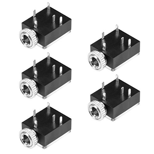 uxcell 5Pcs PCB Mount 3.5mm 5 Pin Socket Headphone Stereo Jack Audio Video Connector Black PJ-324