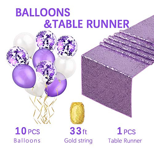 Lavender table runner sequin fabric 1PCS 12"x108"Wedding Table Runners Sparkly Sequin Table Runner Confetti Balloons and Latex Balloons Christmas decorations