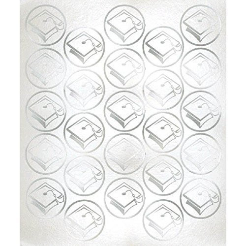 Amscan Grad Metallic Graduation Party Sticker Seals, Silver, 6 1/4 x 5 1/4 (100 Stickers)