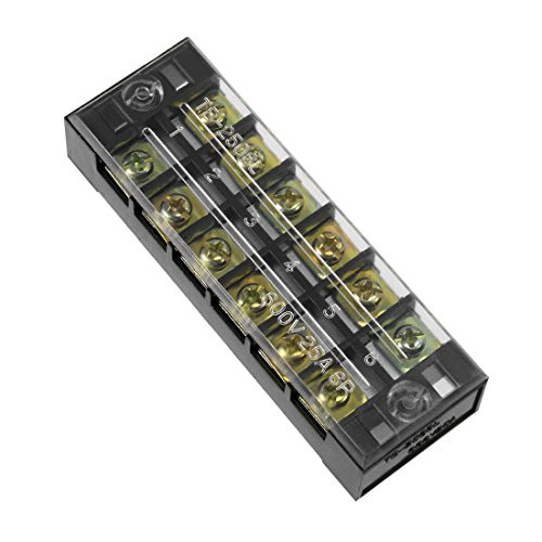 uxcell Dual Rows 6 Positions 600V 25A Wire Barrier Block Terminal Strip TB-2506L