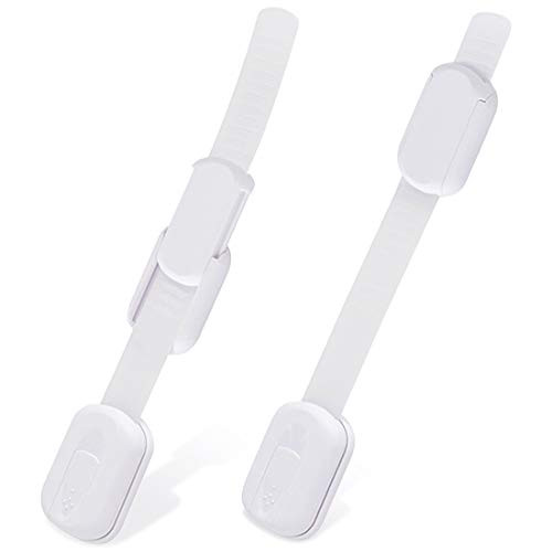 Kalevel Baby Safety Cabinet Locks Child Proof Door Latch Adjustable Cabinet Locks Child Safety Adhesive Baby Proofing Locks for Cabinets Drawers Appliances Toilet Seat Fridge and Oven (2 Pack, White)