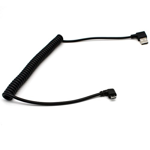 Coiled Micro USB Cable  Rerii Coiled USB to Micro USB, Right Angled, Spring, Coiled Micro USB Cable, for Micro B Device, Charging and Data SYNC, Samsung, HTC, Huawei, Sony and More