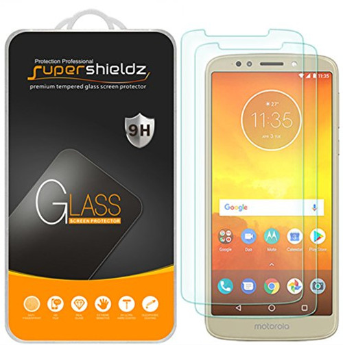 (2 Pack) Supershieldz for Motorola (Moto E5) Tempered Glass Screen Protector, Anti Scratch, Bubble Free