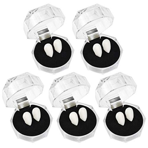 Nydotd 5 Pairs Cosplay Vampire Teeth 13mm Custome Fangs Dentures Vampire Fangs Fake Denture False Teeth for Cosplay Party Props Halloween Favors White Nydotd 5 Pairs Cosplay Vampire Teeth 13mm Custome Fangs Dentures Vampire Fangs Fake Denture False Teeth for Cosplay Party Props Halloween Favors White