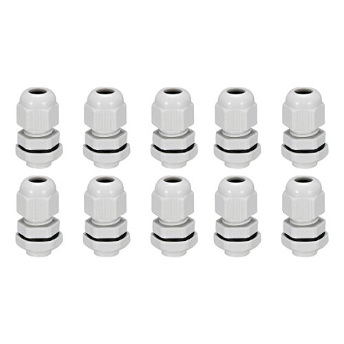 uxcell 10Pcs M12 Cable Gland Waterproof Connector Plastic Wire Glands Joints White for 3-6.5mm Dia Wires