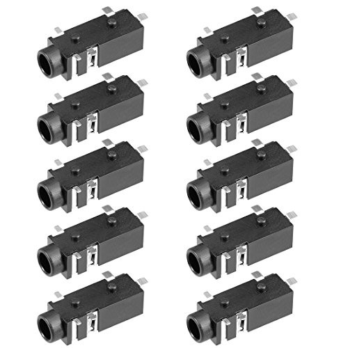 uxcell 10Pcs PCB Mount 3.5mm 5 Pin Socket Headphone Stereo Jack Audio Video Connector Black PJ328