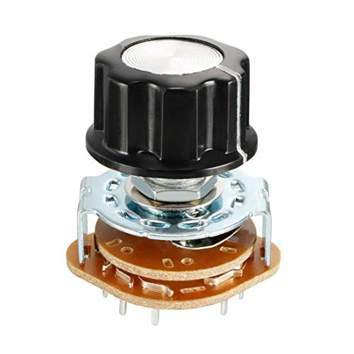 uxcell 2P5T 2 Pole 5 Throw 1Deck Band Channel Rotary Switch Selector with Plastic Knob