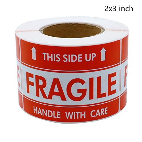 Hybsk 2"3" Handle with Care This Side Up Fragile Stickers Adhesive Label 300 Per Roll