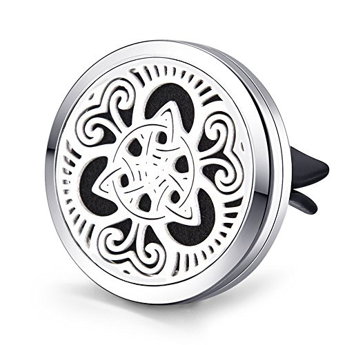 Mesinya Assorted (30mm) Air Freshener Diffuser Stainless Steel Aromatherapy Felt Pads Essential Oil Car Vent Clip Diffuser Lockets for Aromatherapy Essential Oils (Celtic Knots II)