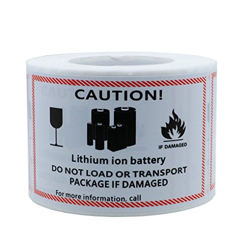 Hybsk 3.54" x 2.16" Lithium Ion Battery Transport Caution Warning Stickers 200 Adhesive Labels Per Roll