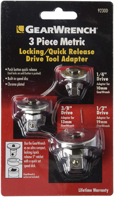 GearWrench 9230 3 Piece Metric Ratcheting Wrench Drive Adapter Set