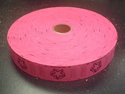 1 X 2000 Hot Pink Star Single Roll Consecutively Numbered Raffle Tickets
